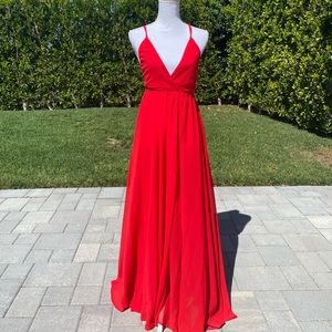 Stunning red chiffon dress- size small